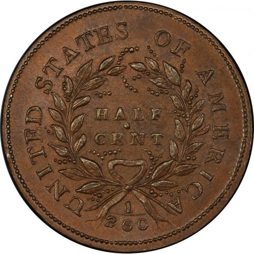 1793 Liberty Cap Half Cent Cohen 2 MS65BN PCGS