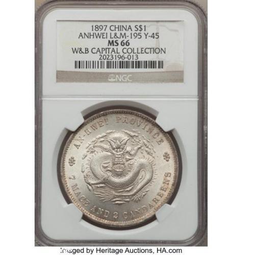 Anhwei. Kuang-hsu Dollar ND (1897) MS66 NGC,