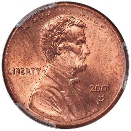 2001-D Lincoln Cent Muled With a Roosevelt Dime Reverse MS65 Red PCGS