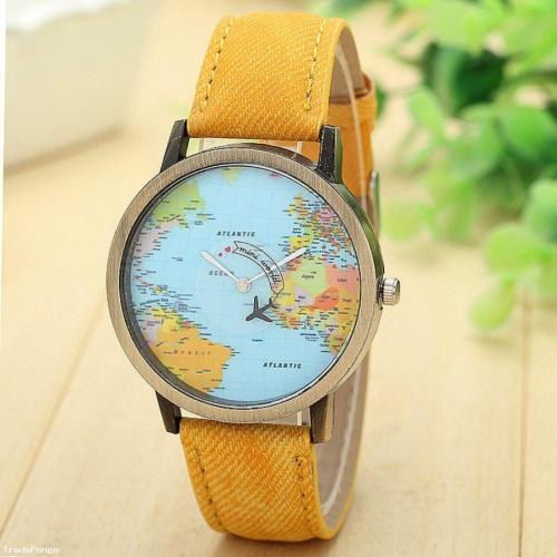 Wanderlust Mini World Wrist Watch for Women - Light Orange