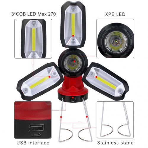 USB Rechargeable COB Work light LED Flashlight Camping Light