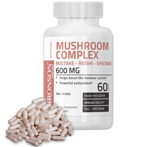 Bronson Mushroom Complex, Maitake-Reishi-Shitake 600mg, 60 Capsules