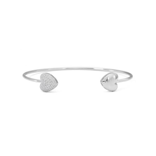 BELIEVE BY BRILLIANC: Cubic Zirconia Sterling Silver Heart Cuff Bracelet