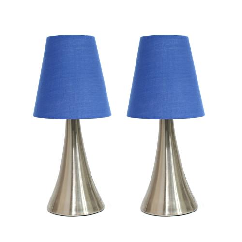 Simple Designs Valencia 2 Pack Mini Touch Table Lamp Set with Fabric Shades