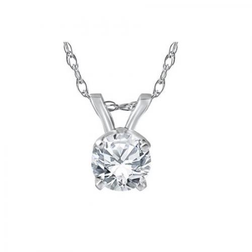 Pompeii3 3/8 Ct Solitaire Natural Diamond Pendant 14K White Gold w/ 18 Chain