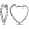 Miabella 1/4 carat T.W. Diamond Heart Hoop Earrings Sterling Silver