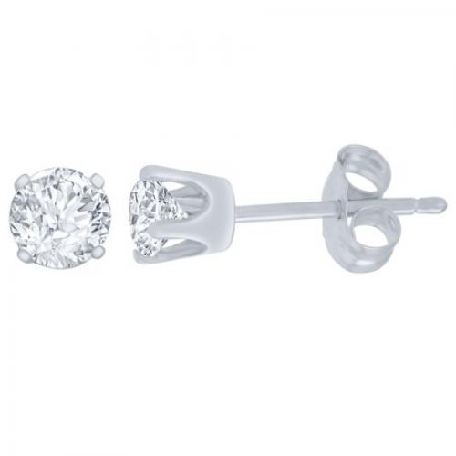 CYNERGY 1/4 Carat Diamond Stud Earrings (I2I3 Clarity) 14kt White Gold