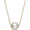 14k Yellow Gold Single Floating White Cultured Freshwater Pearl Chain Necklace 18