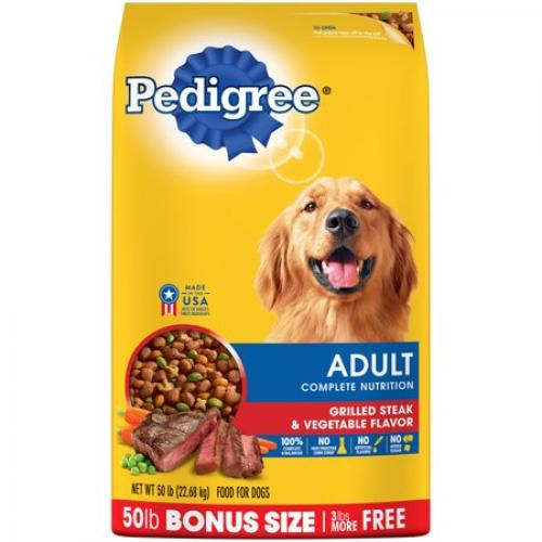 PEDIGREE Complete Nutrition Adult Dry Dog Food Grilled Steak & Vegetable Flavor, 50 lb. Bag