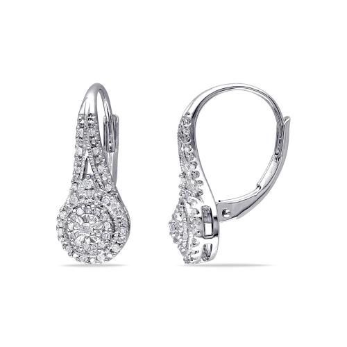 Miabella 1/4 Carat T.W. Diamond Sterling Silver Double Halo Earrings