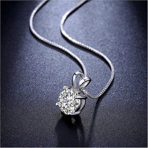 Genuine 1/2 Carat Natural Solitaire Round Cut Diamond 4 Prong Pendant Necklace In 14K White Gold