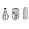 Decmode Set of Three - 8 Inch Decorative Silver Ceramic Vases, Silver