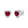 Gem Stone King 2.32 Ct Heart Shape Red Zirconia 925 Sterling Silver Women's Earrings