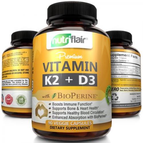 NutriFlair Vitamin K2 (MK7) + D3 5000 IU Supplement 90 ct