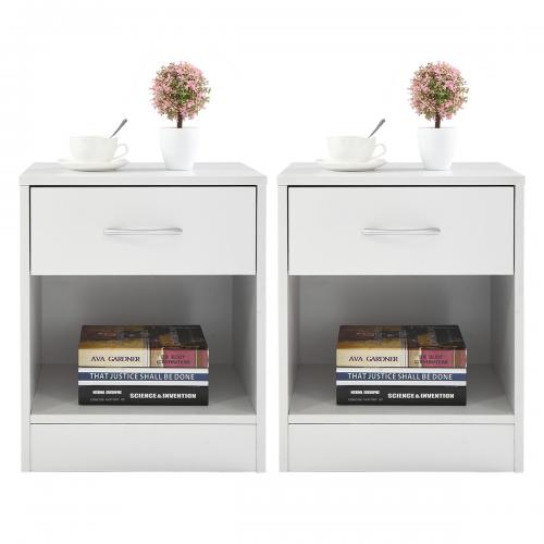 Jaxpety Set Of 2 White Nightstand 2 Layer Bedside End Table Bedroom Organizer Furniture Tradepongo