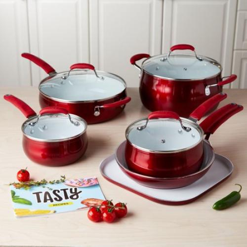 Tasty 11pc Cookware Set Non-Stick - Titanium Reinforced Ceramic