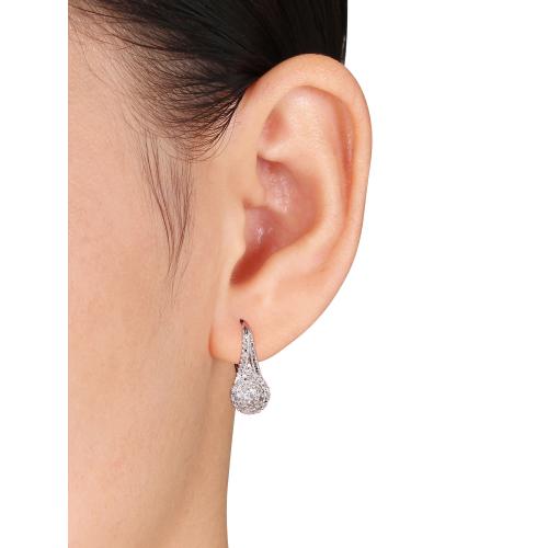 Miabella 1/4 Carat T.W. Diamond Sterling Silver Double Halo Earrings