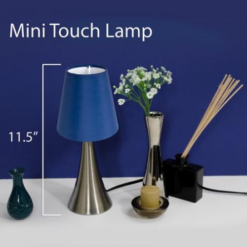 Simple Designs Valencia 2 Pack Mini Touch Table Lamp Set with Fabric Shades