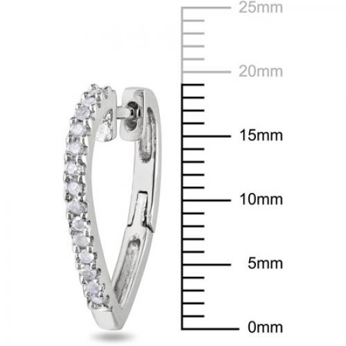 Miabella 1/4 carat T.W. Diamond Heart Hoop Earrings Sterling Silver