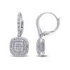 Miabella 1/2 Carat T.W. Diamond Sterling Silver Halo Dangle Leverback Earrings