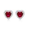 Gem Stone King 2.32 Ct Heart Shape Red Zirconia 925 Sterling Silver Women's Earrings