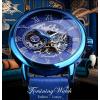 Forsining Blue Wristwatch Men Skeleton Mechanical watch