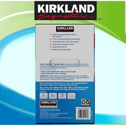 Kirkland Moist Soft Eco Flushable 632 Wipes w/ Aloe and Vitamin E Hypoallergenic