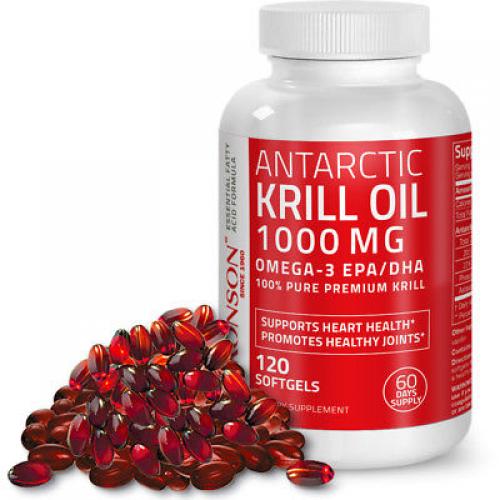 Bronson Krill Oil 1000 mg with Omega-3s EPA, DHA and Astaxanthin, 120 Softgels