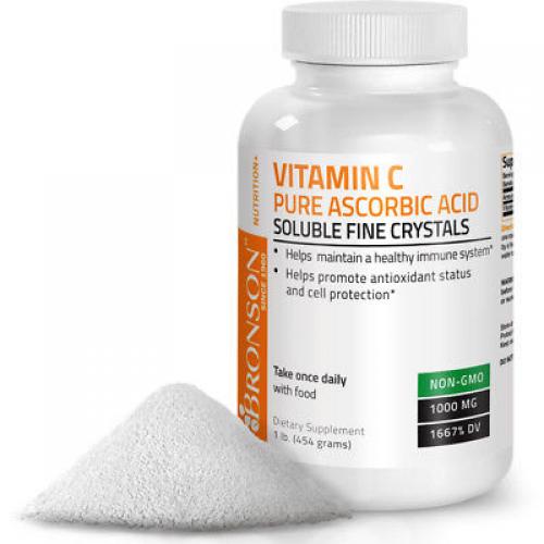 Bronson Vitamin C Crystals Powder GMO Free Ascorbic Acid , 1 Lbs (16 Ounces)