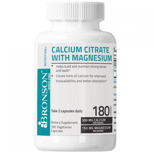 Bronson Calcium Citrate with Magnesium, 180 Capsules