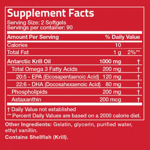 Krill Oil 1000 mg with Omega - 3 EPA, DHA and Astaxanthin, 180 Softgels by Bronson