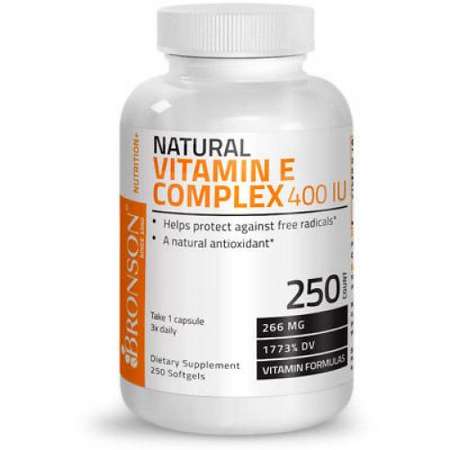 Bronson Natural Vitamin E Complex 400 IU (D-alpha Tocopherol), 250 Softgels