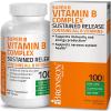 Bronson Vitamin B Complex Slow Release (B1, B2, B3, B6, B9, B12), 100 Tablets