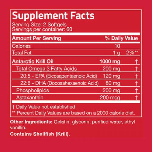 Bronson Krill Oil 1000 mg with Omega-3s EPA, DHA and Astaxanthin, 120 Softgels