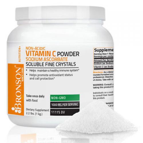 Bronson VITAMIN C POWDER CRYSTALS Sodium Ascorbate Non-Acidic NON-GMO, 2.2 lb