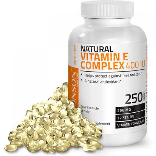 Bronson Natural Vitamin E Complex 400 IU (D-alpha Tocopherol), 250 Softgels