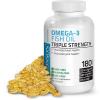 BRONSON OMEGA-3 FISH OIL TRIPLE STRENGTH EPA DHA NON-GMO NO-GLUTEN 180 Softgels