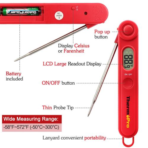 Read Digital Food Meat Thermometer for Kitchen Cooking BBQ Grill Smoker