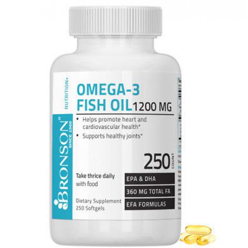 BRONSON OMEGA-3 FISH OIL HIGH POTENCY EPA DHA, 250 Softgels