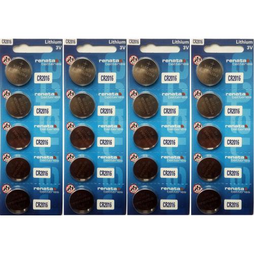 Renata CR2016 Lithium Battery, Package of 5