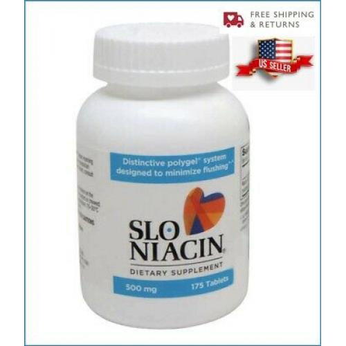 Slo-Niacin Nicotinic Acid Designed To Reduce Flushing 500 mg. 175 Tablets EXP