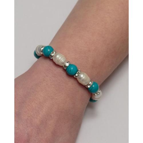 Cultural Fresh Water Pearl Women's Bracelet - Torquise pattern