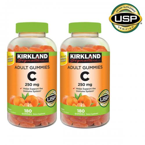 Kirkland Signature Vitamin C 250 mg., 360 Adult Gummies (2 Bottles, 180 Each)