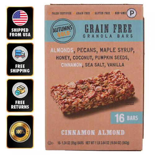 Autumns Gold Granola Bar Cinnamon Almond 1.24 Oz 16 Count No Gluten Non-GMO EXP