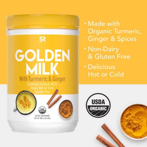 Sports Research USDA Organic Golden Milk w/ Turmeric & Ginger Powder 10.6 Oz EXP