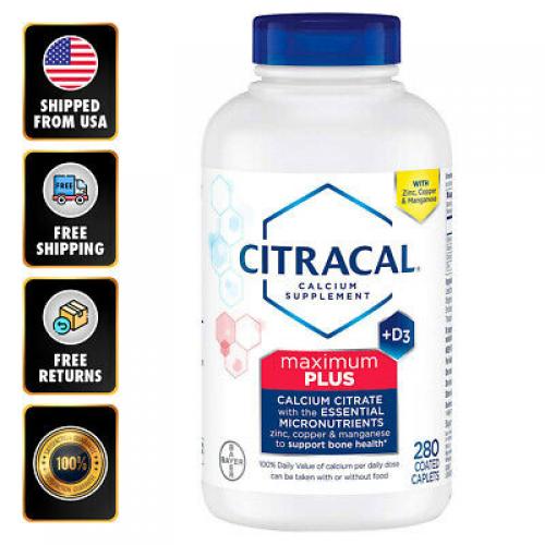 Citracal Maximum Plus Calcium Citrate + D3 (280 Caplets) Bone Health EXP