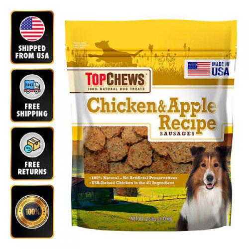 #1 Top Chews Chicken & Apple Recipe 2.5 Lbs 100% Natural Sausage Dog Treats