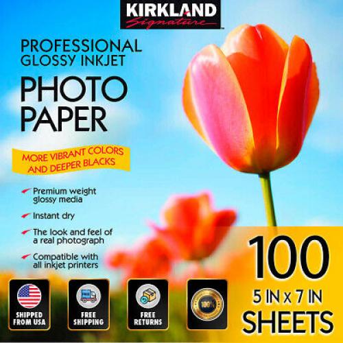 Kirkland Signature 5 X 7 Professional Glossy Inkjet Photo Paper Instant Dry