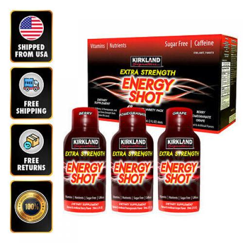 Kirkland Extra Strength Instant Energy Shot (48 Bottles 2 OZ Each) No Sugar EXP