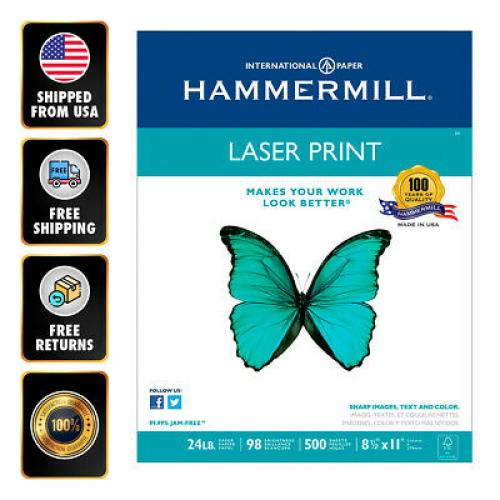 Hammermill Laser Print Paper Letter White 24lb 98-Bright 500 sheet Free Shipping